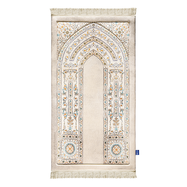 Adult Premium Padded Prayer Mat with Antique Indian Arch Design | Urban Rugs UK
