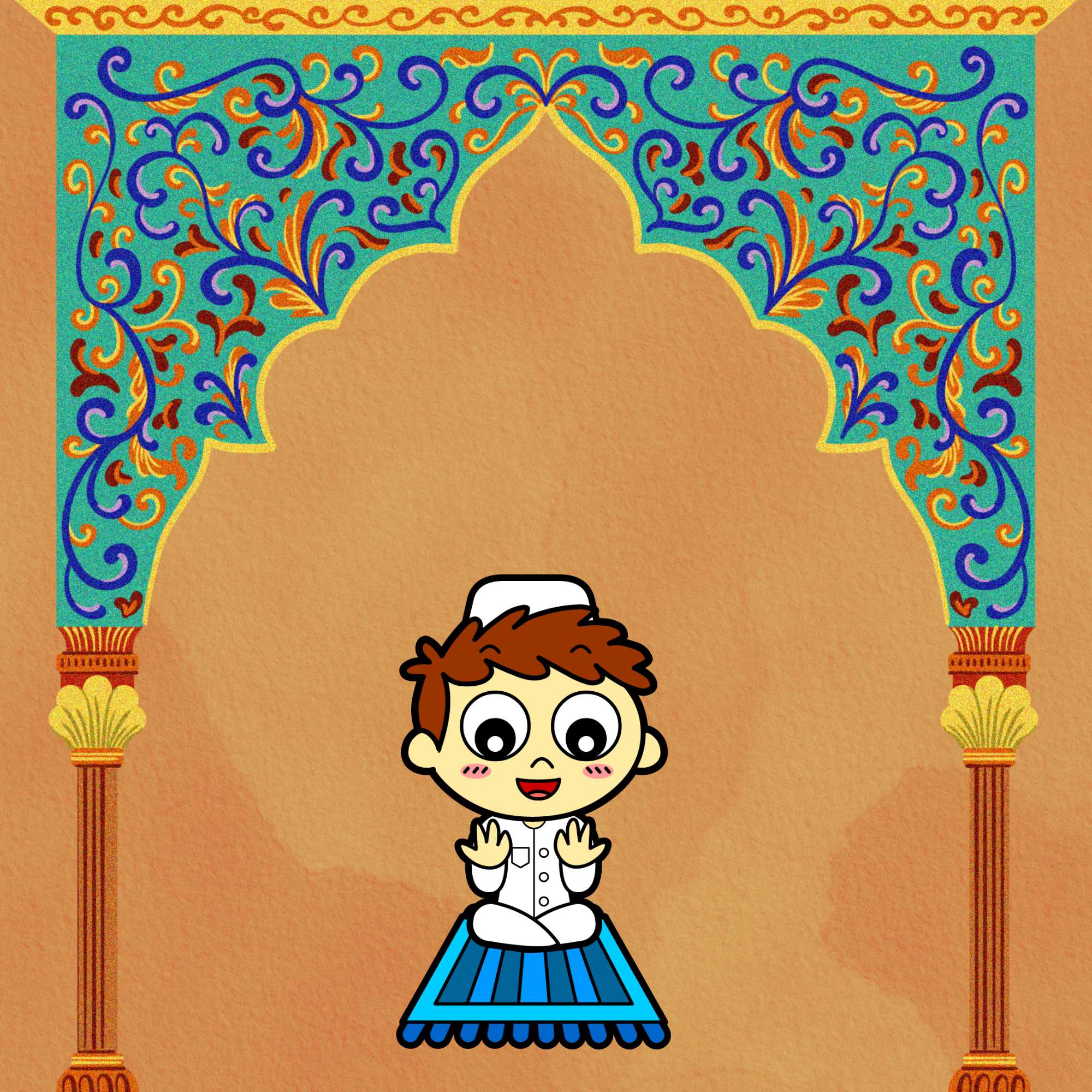 magrib salah under mosque arc