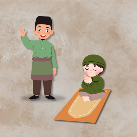 Father and child praying