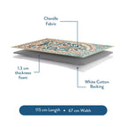 Adult Padded Prayer Mat with Teal and Coral Floral Design | Urban Rugs UK