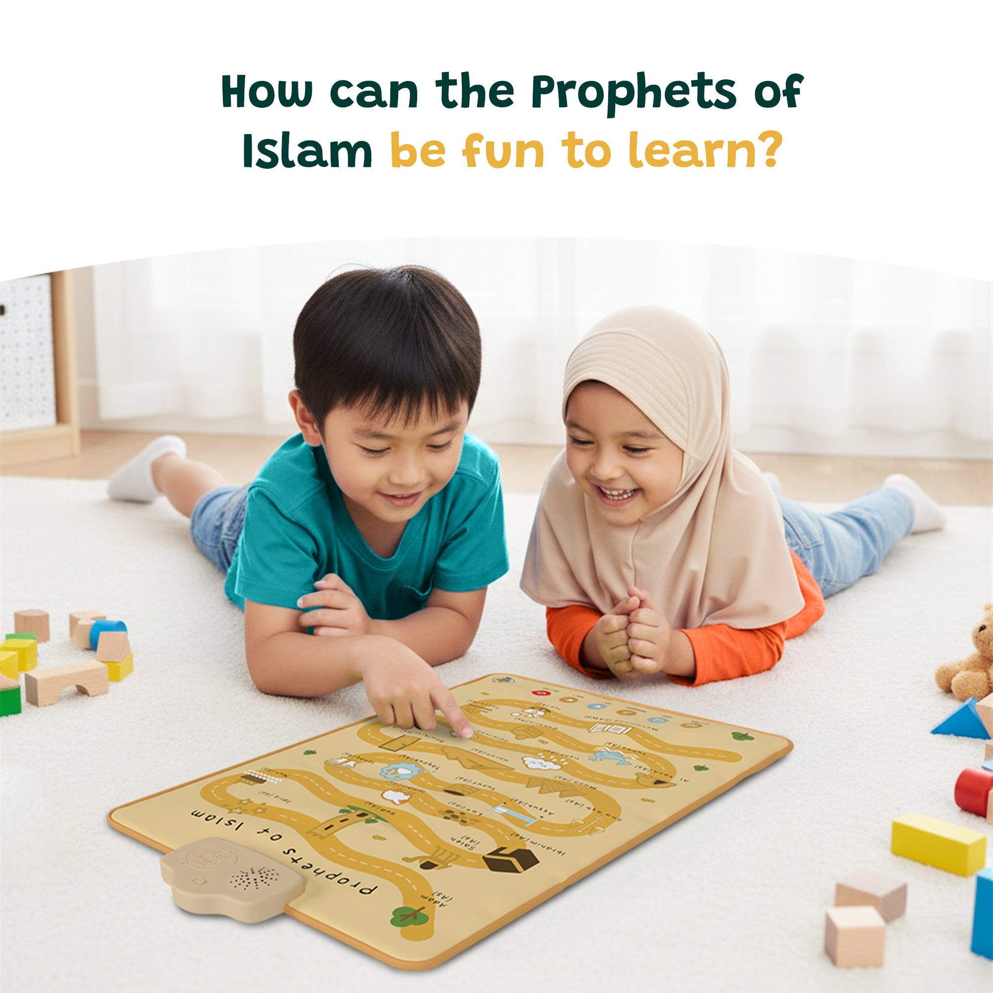 Prophets of Islam Interactive Audio Mat & Wall Art | Learn About All 25 Prophets with Stories & Quizzes | A beautiful Ramadan and Eid gift for loved ones