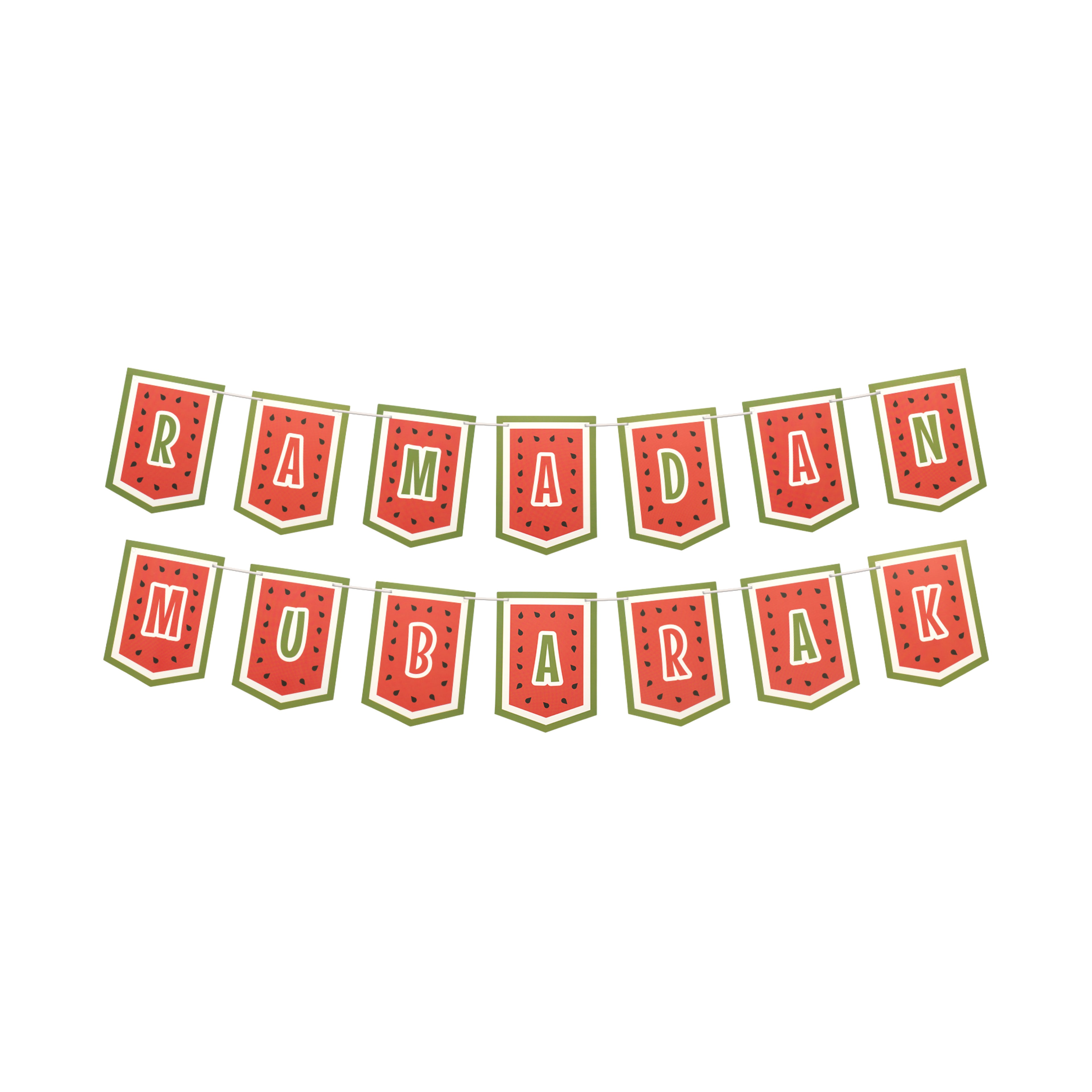 Ramadan Mubarak Palestine Themed Bunting - Watermelon Themed Decoration - Ramadan Party Banner