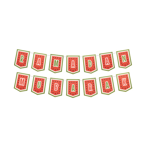 Ramadan Mubarak Palestine Themed Bunting - Watermelon Themed Decoration - Ramadan Party Banner