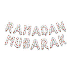Ramadan Palestine Themed Decoration | Ramadan Mubarak Watermelon Foil Letter Balloons Hanging Decoration White