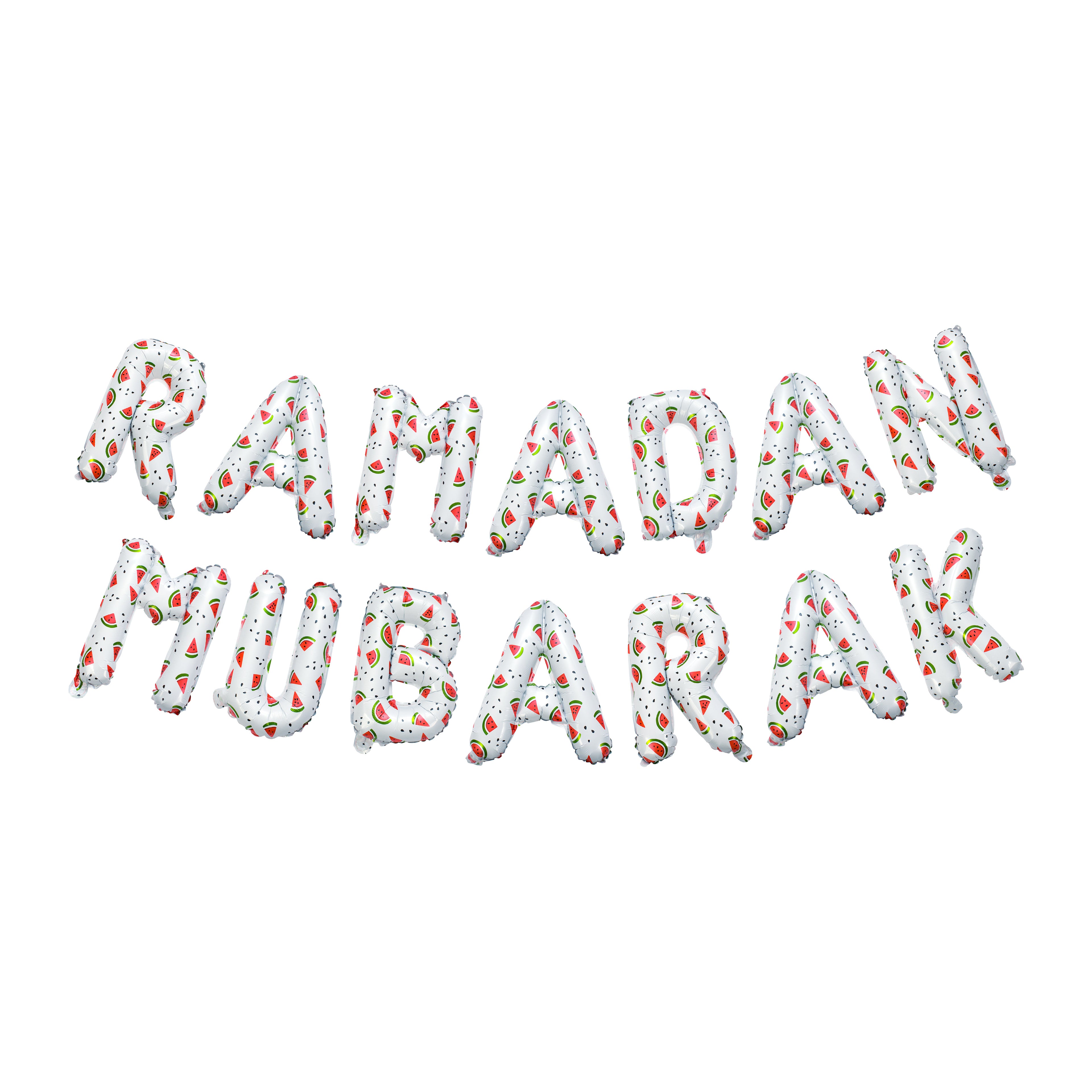 Ramadan Palestine Themed Decoration | Ramadan Mubarak Watermelon Foil Letter Balloons Hanging Decoration White