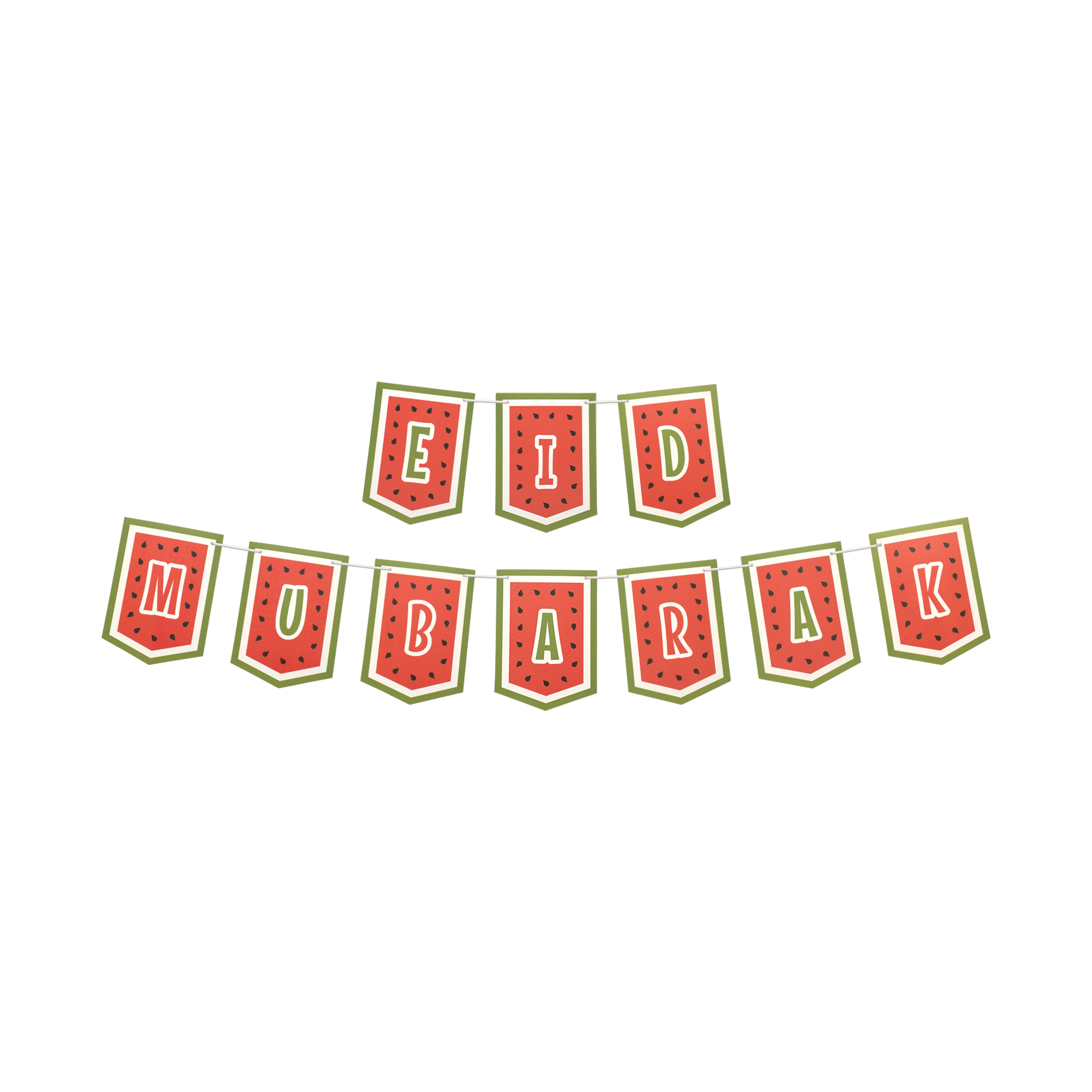 Eid Mubarak Palestine Themed Bunting - Watermelon Themed Decoration - Ramadan Party Banner