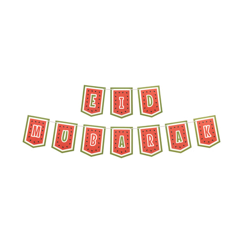 Eid Mubarak Palestine Themed Bunting - Watermelon Themed Decoration - Ramadan Party Banner