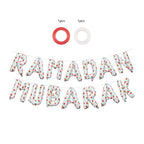 Ramadan Palestine Themed Decoration | Ramadan Mubarak Watermelon Foil Letter Balloons Hanging Decoration White