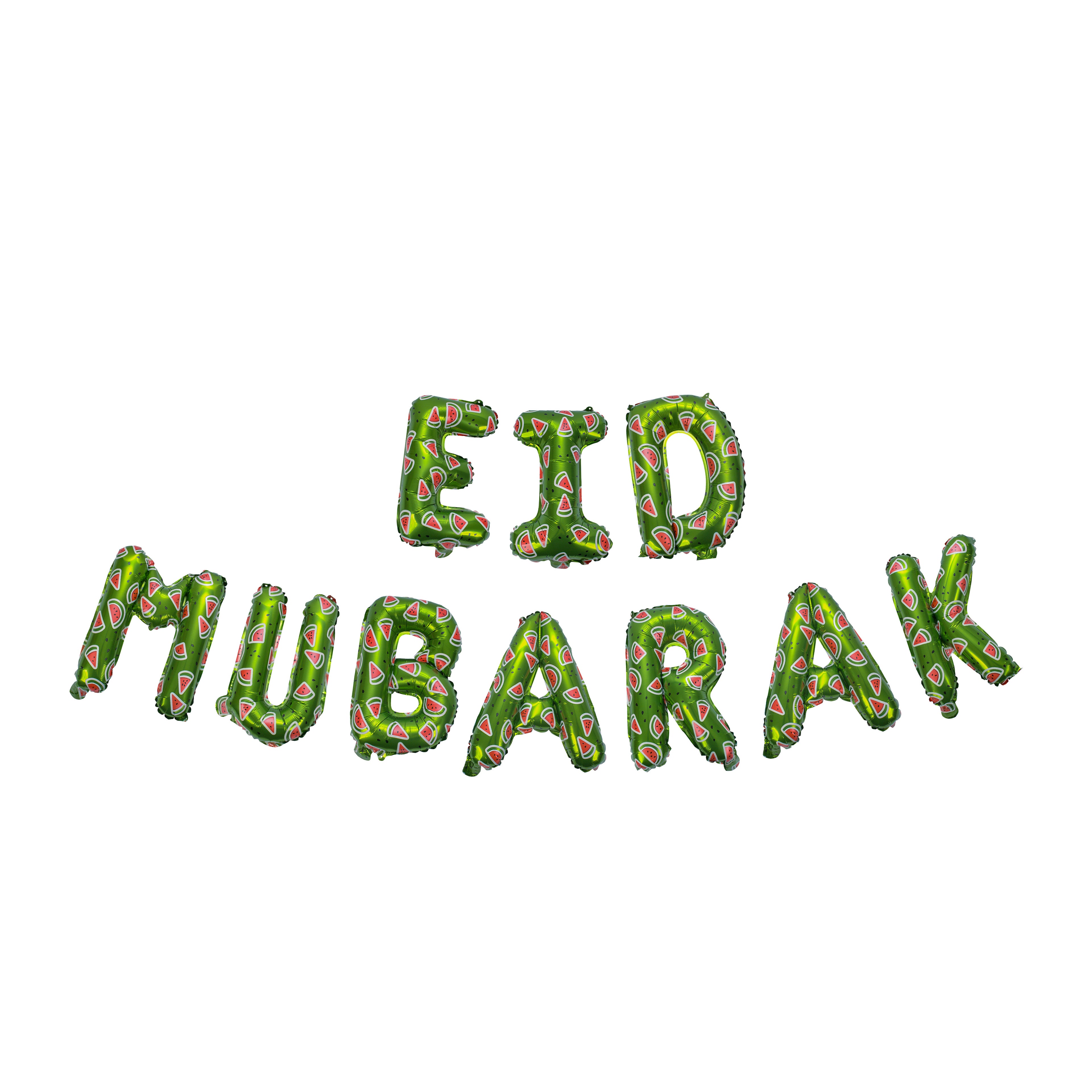 Eid Mubarak Palestine Themed Decoration| Eid Mubarak Watermelon Foil Letter Balloons Hanging Decoration Green
