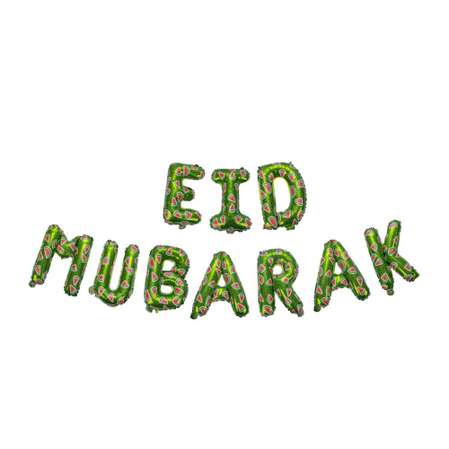Eid Mubarak Palestine Themed Decoration| Eid Mubarak Watermelon Foil Letter Balloons Hanging Decoration Green