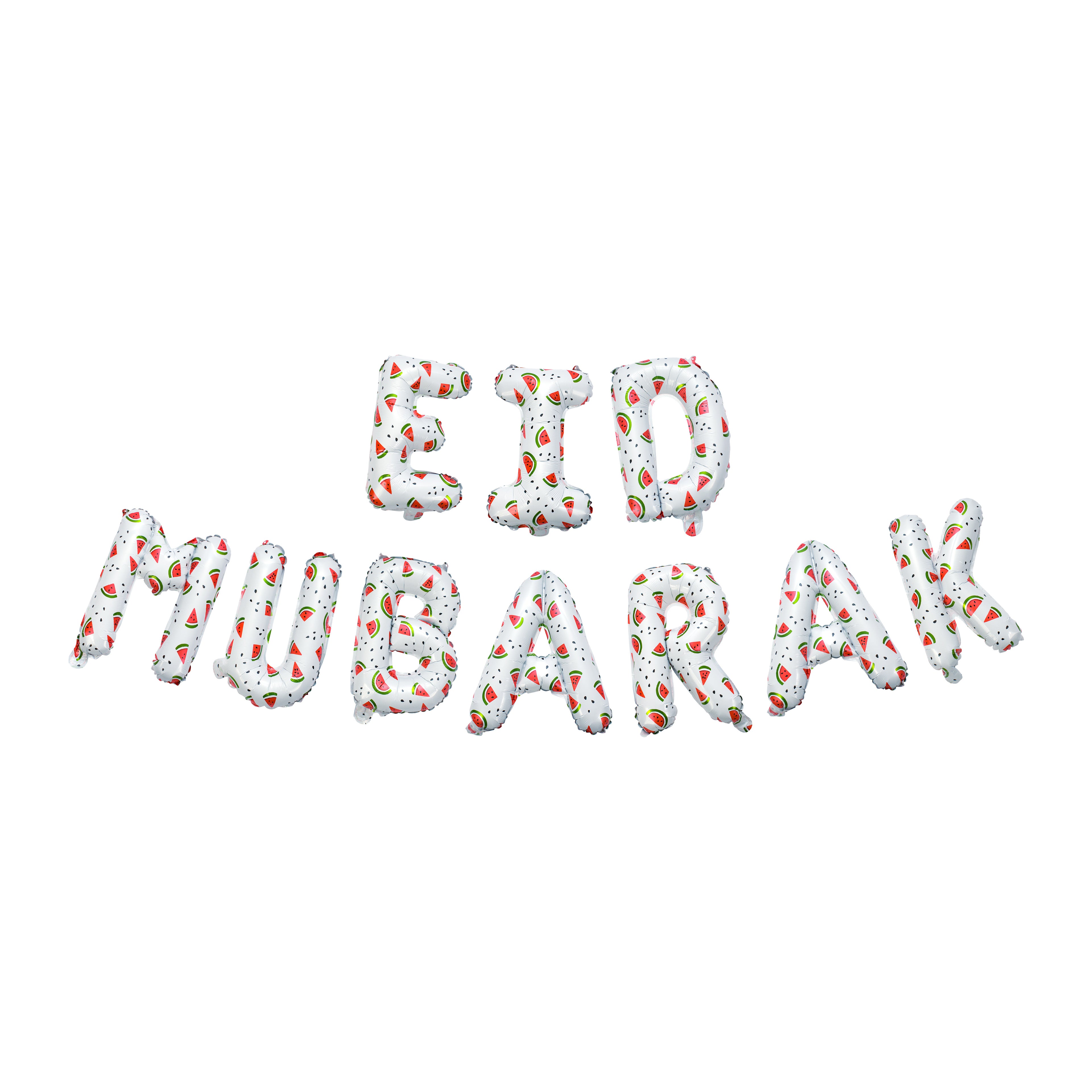 Eid Mubarak Palestine Themed Decoration| Eid Mubarak Watermelon Foil Letter Balloons Hanging Decoration White
