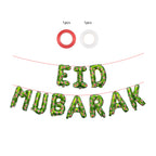 Eid Mubarak Palestine Themed Decoration| Eid Mubarak Watermelon Foil Letter Balloons Hanging Decoration Green