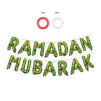 Ramadan  Palestine Themed Decoration | Ramadan Mubarak Watermelon Foil Letter Balloons Hanging Decoration Green