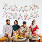 Ramadan Palestine Themed Decoration | Ramadan Mubarak Watermelon Foil Letter Balloons Hanging Decoration White