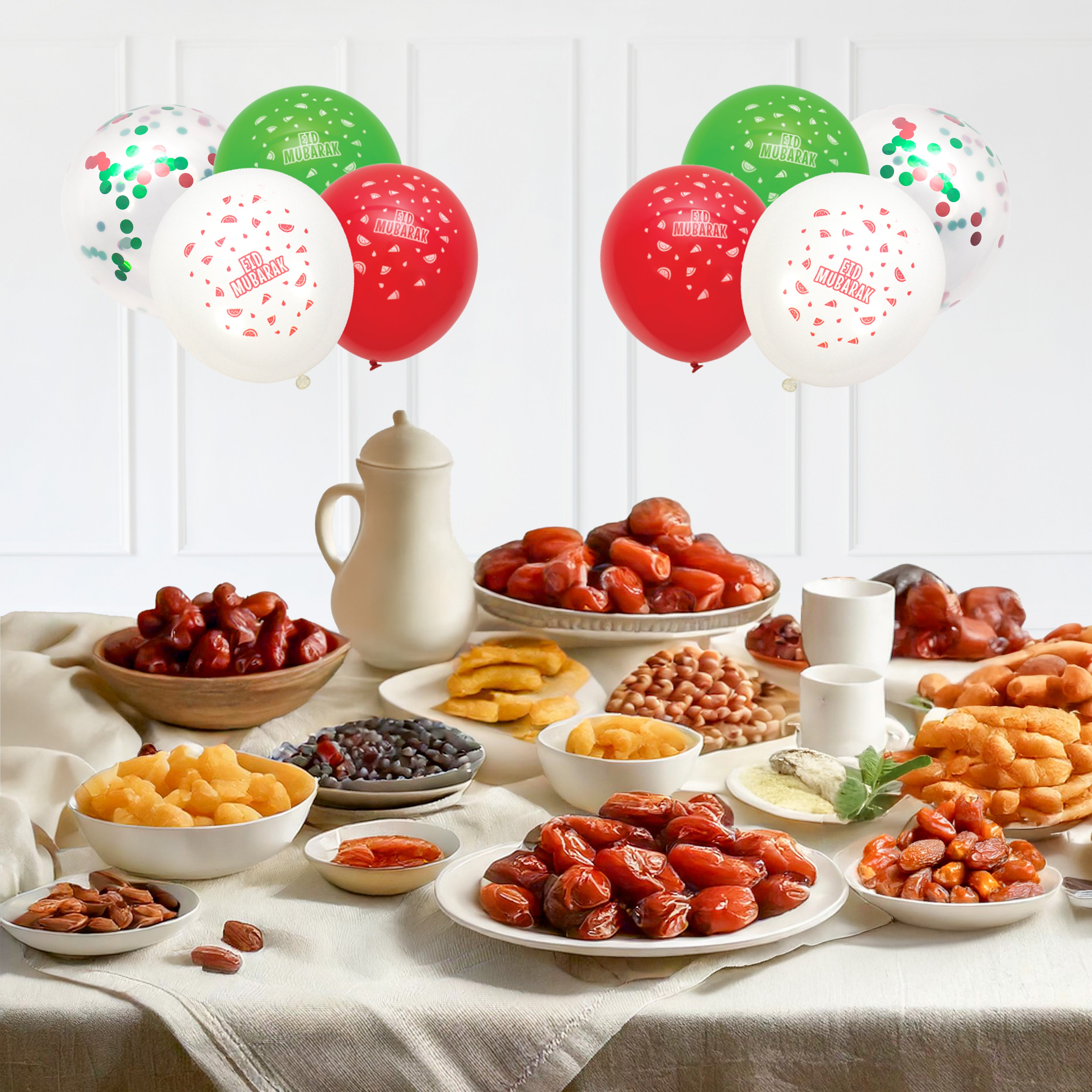 Eid Mubarak Palestine Themed Balloons - Watermelon Decoration Latex Balloons