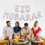 Eid Mubarak Palestine Themed Decoration| Eid Mubarak Watermelon Foil Letter Balloons Hanging Decoration White