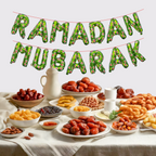 Ramadan  Palestine Themed Decoration | Ramadan Mubarak Watermelon Foil Letter Balloons Hanging Decoration Green