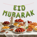 Eid Mubarak Palestine Themed Decoration| Eid Mubarak Watermelon Foil Letter Balloons Hanging Decoration Green
