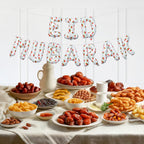 Eid Mubarak Palestine Themed Decoration| Eid Mubarak Watermelon Foil Letter Balloons Hanging Decoration White