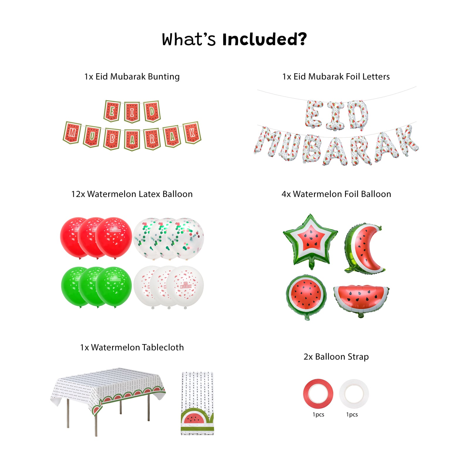 Eid Mubarak White Balloon Set
