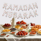 Ramadan Palestine Themed Decoration | Ramadan Mubarak Watermelon Foil Letter Balloons Hanging Decoration White