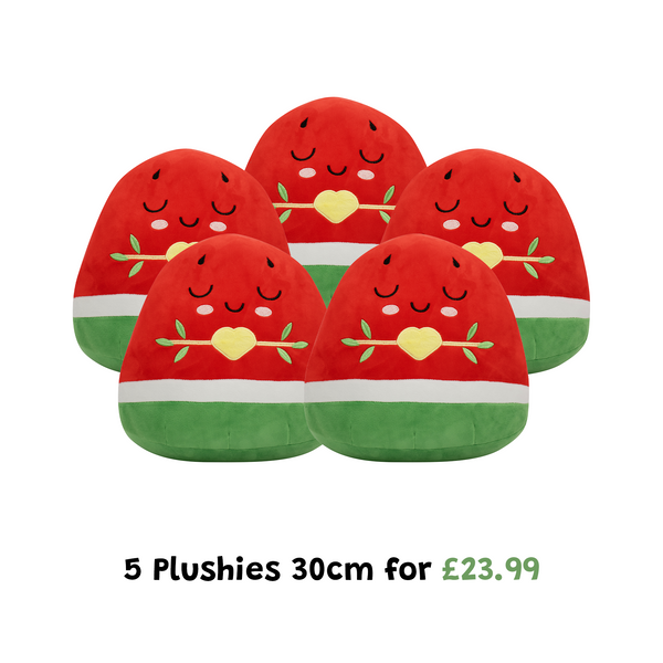 Pack of 5 Watermelon Plushie - 30cm Soft Cuddly Pillow Adorable Fruit Plush Muslim Doll