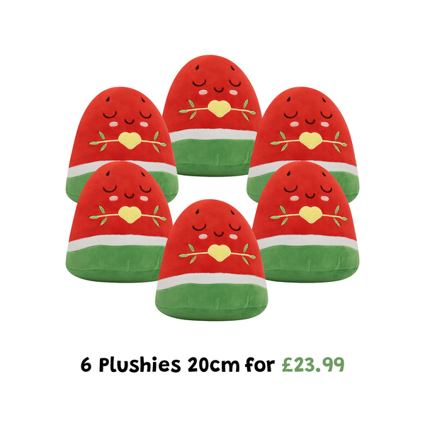 Pack of 6 Nūr Watermelon Plushies -  20cm Soft Cuddly Pillow Adorable Muslim Doll [DEAL]