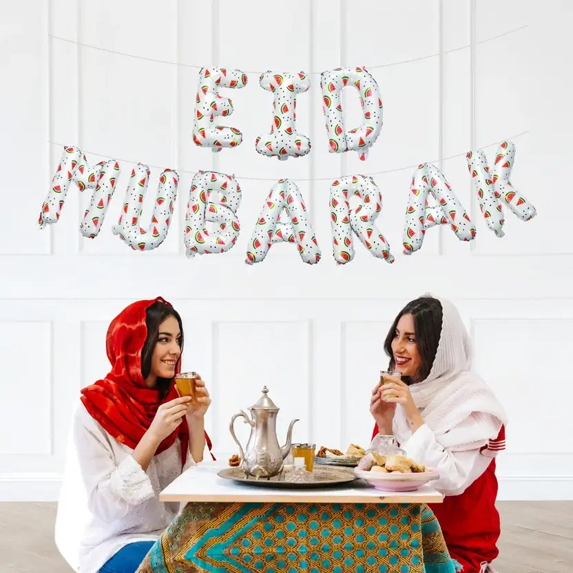 Islamic Eid Mubarak white balloons