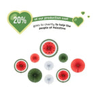 Set of 9 Watermelon Paper Fan Decorations