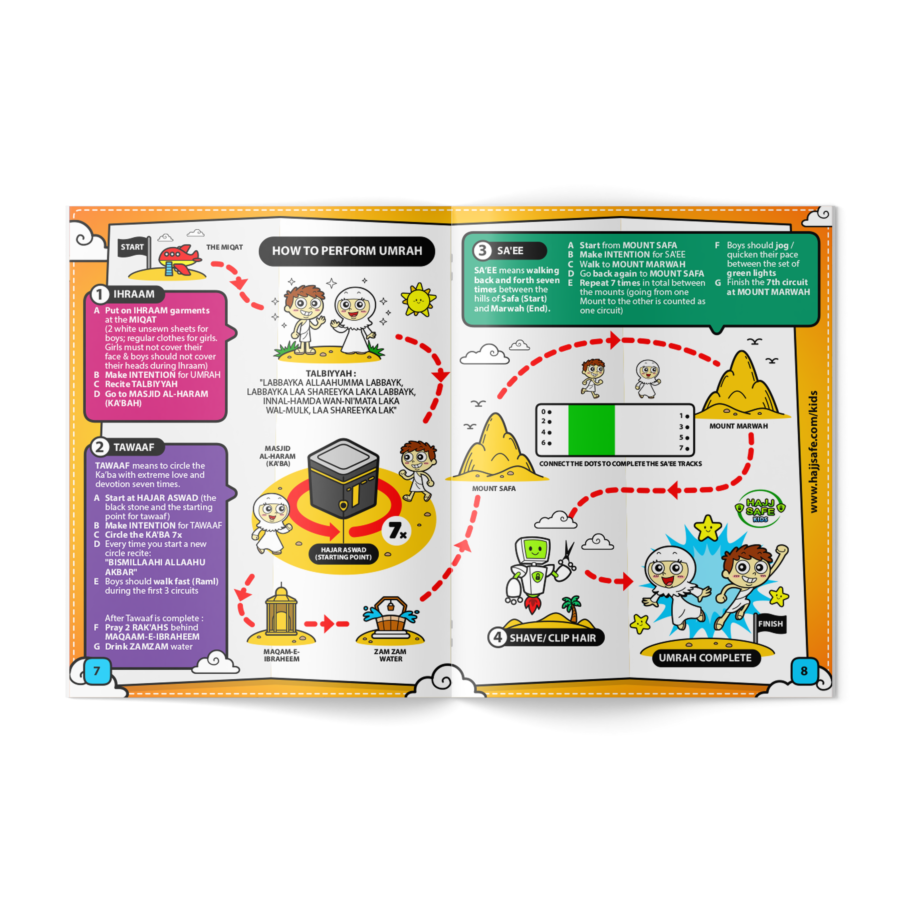 Hajj and Umrah activity Booklet, Hajj and umrah, what is hajj amd umrah, how to explain hajj to kids, how to explain umrah to kids, guide to islam, homeschool islamic book