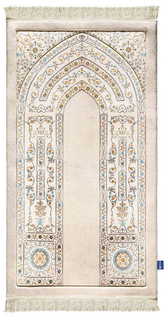 Adult Premium Padded Prayer Mat with Antique Indian Arch Design