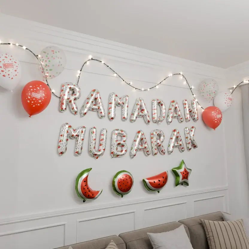 Ramadan Mubarak white balloon and decor kit