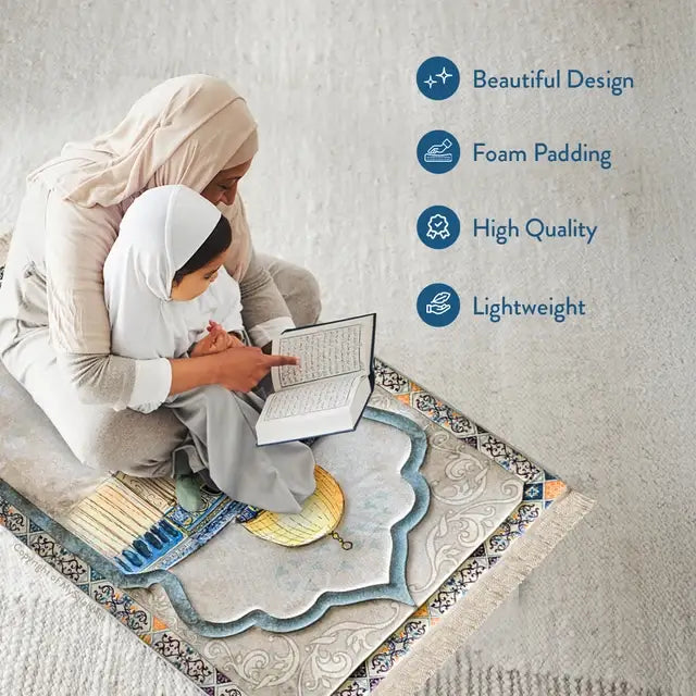 Jerusalem motif padded prayer rug
