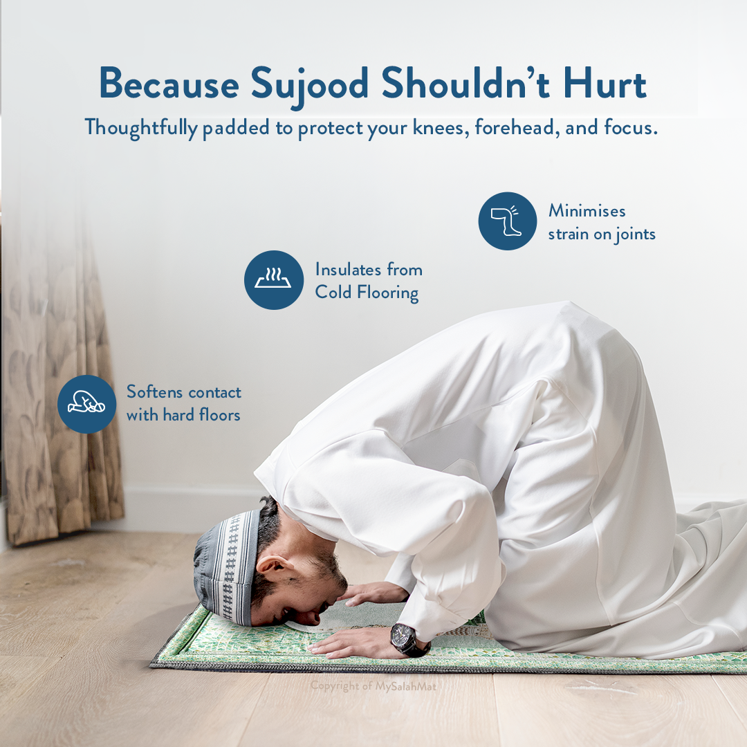 Adult Padded Prayer Mat with Al-Masjid an-Nabawi Design by Urban Rugs UK | Ramadan & Eid Gift