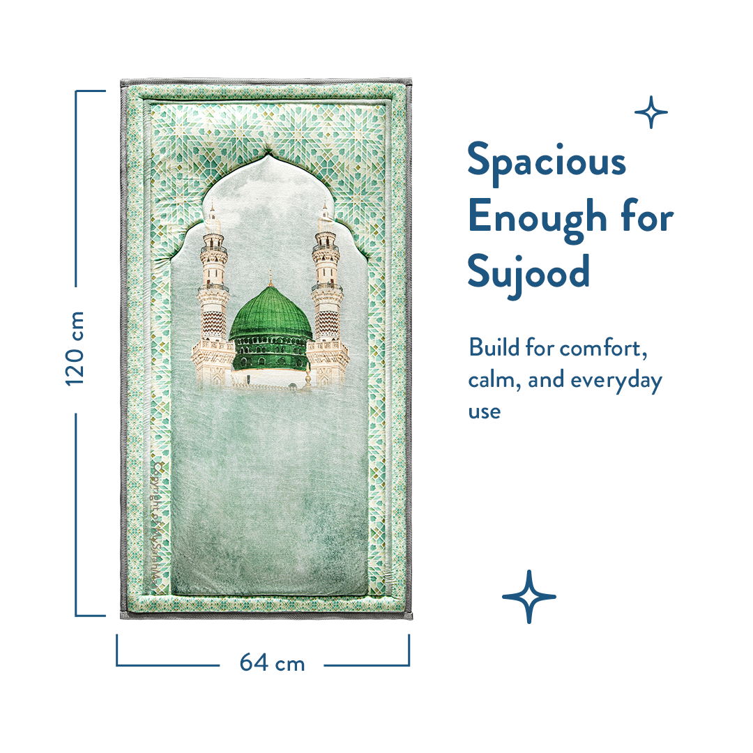 Adult Padded Prayer Mat with Al-Masjid an-Nabawi Design by Urban Rugs UK | Ramadan & Eid Gift