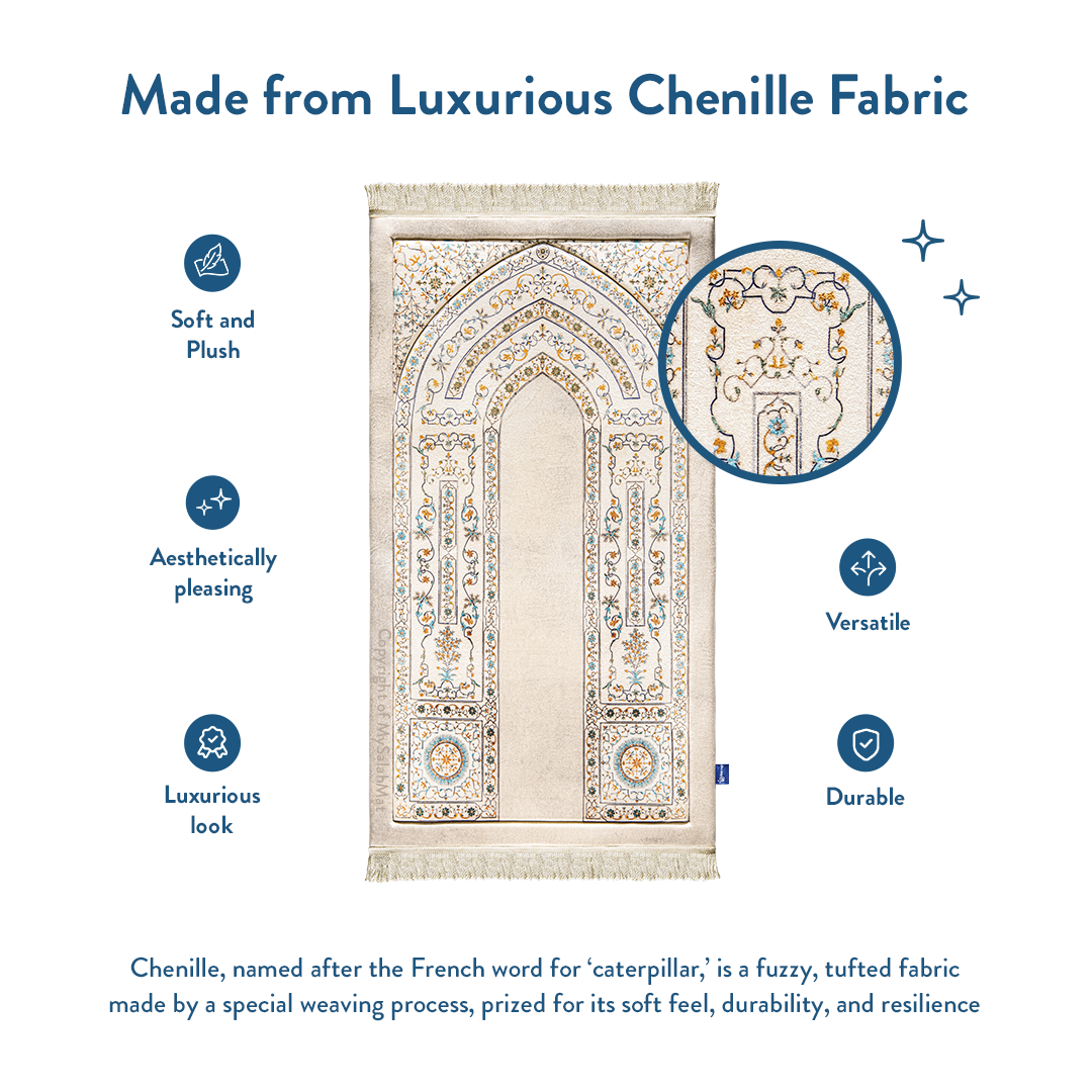 Adult Premium Padded Prayer Mat with Antique Indian Arch Design | Urban Rugs UK | Ramadan & Eid Gift