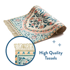 Adult Padded Prayer Mat with Teal and Coral Floral Design | Urban Rugs UK | Ramadan & Eid Gift