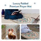 Adult Padded Prayer Mat with Teal and Coral Floral Design | Urban Rugs UK | Ramadan & Eid Gift