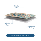 Adult Padded Prayer Mat with Teal and Coral Floral Design | Urban Rugs UK | Ramadan & Eid Gift