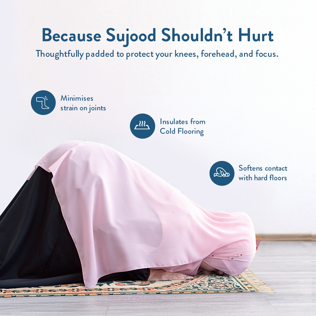 Adult Padded Prayer Mat with Teal and Coral Floral Design | Urban Rugs UK | Ramadan & Eid Gift