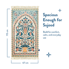 Adult Padded Prayer Mat with Teal and Coral Floral Design | Urban Rugs UK | Ramadan & Eid Gift