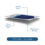 Adult Padded Prayer Mat with Blue Crescent Moon Design | Urban Rugs UK | A beautiful Ramadan & Eid Gift for Loved Ones