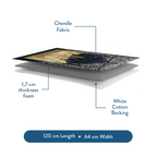 Adult Padded Prayer Mat with Dark Arabic Calligraphy Design by Urban Rugs UK | A beautiful Ramadan & Eid Gift for Loved Ones