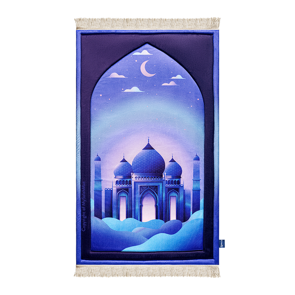 Padded Kids Prayer Mat with Twilight Masjid Design | Urban Rugs UK