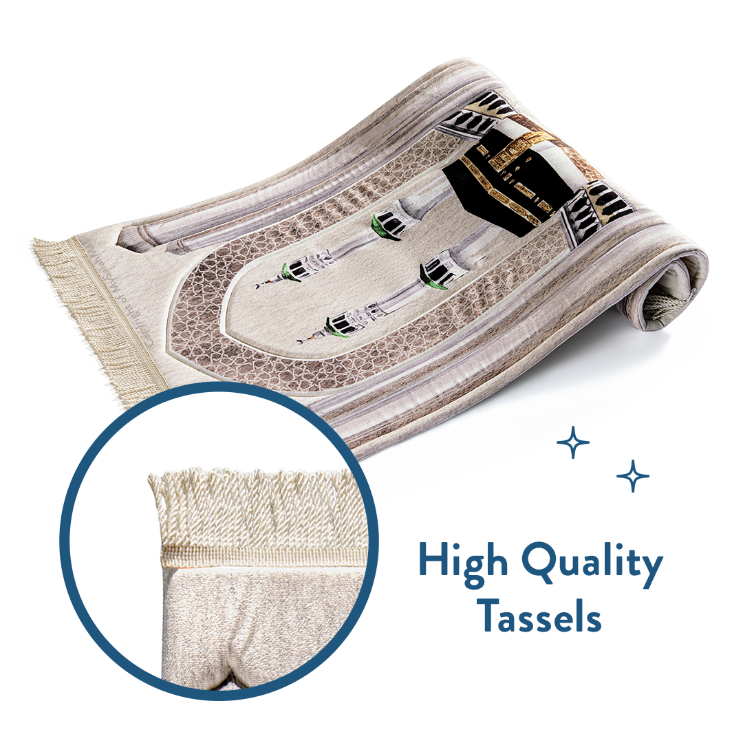 Adult Premium Padded Prayer Mat with Masjid al-Haram Design | Urban Rugs UK | A beautiful Ramadan & Eid Gift for Loved Ones