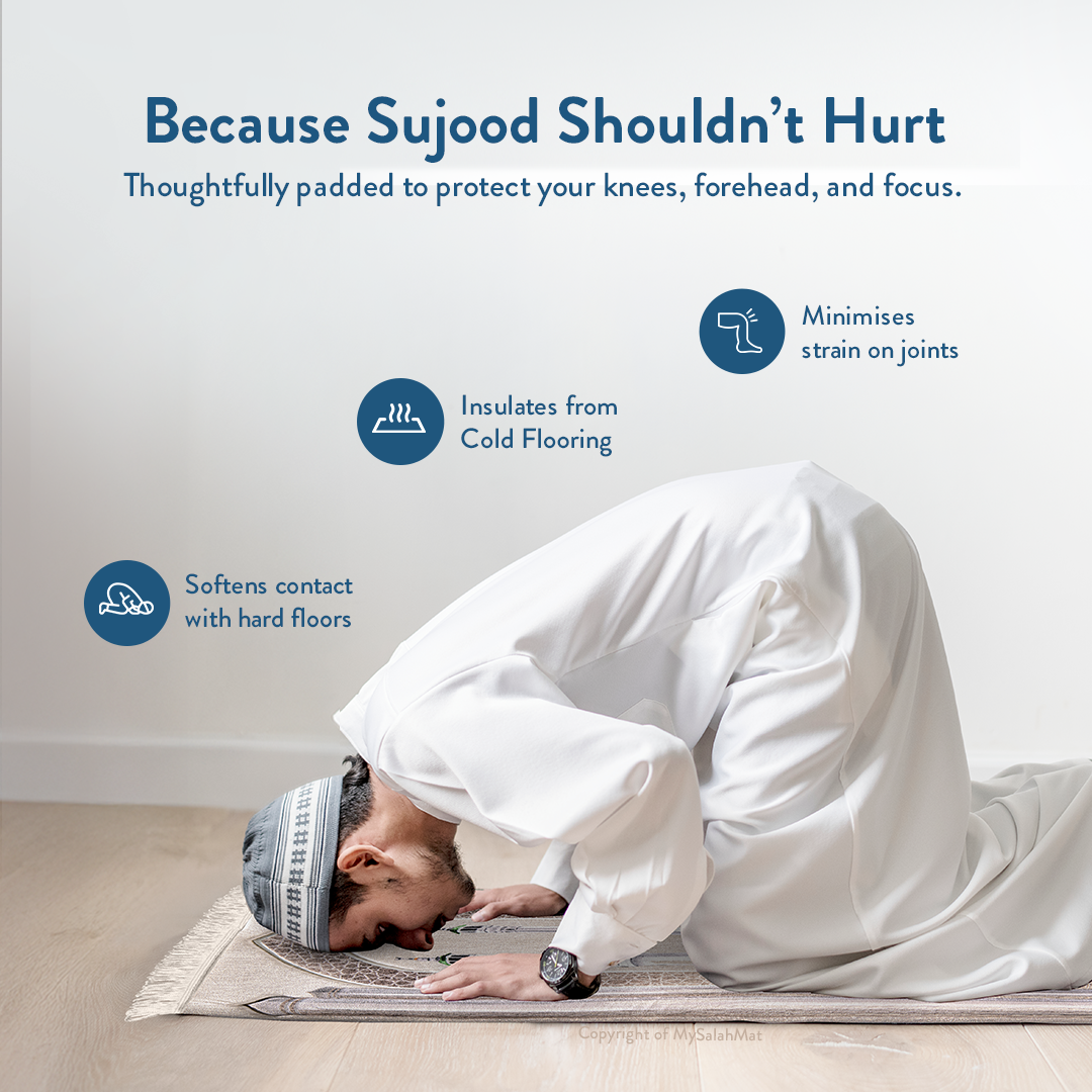 Adult Premium Padded Prayer Mat with Masjid al-Haram Design | Urban Rugs UK | A beautiful Ramadan & Eid Gift for Loved Ones