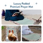 Adult Padded Prayer Mat with Soft Mint Floral Design | Urban Rugs UK | Ramadan & Eid Gift