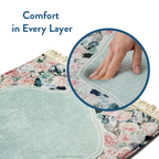 Adult Padded Prayer Mat with Soft Mint Floral Design | Urban Rugs UK | Ramadan & Eid Gift