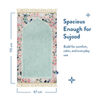 Adult Padded Prayer Mat with Soft Mint Floral Design | Urban Rugs UK | Ramadan & Eid Gift