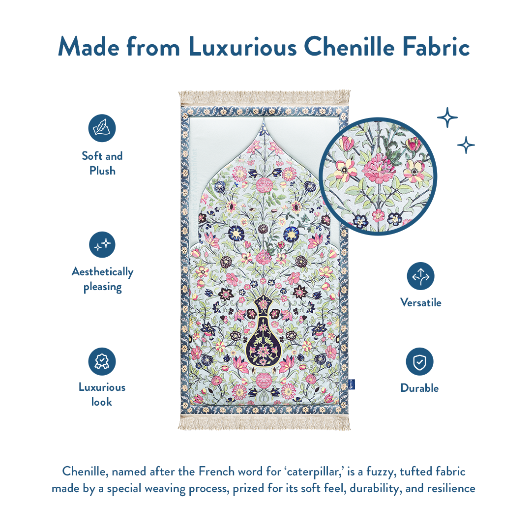 Adult Premium Padded Prayer Mat with Spring Blossoms Design | Urban Rugs UK | Ramadan & Eid Gift